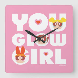 Powerpuff Girls: Glow Girl Quadratische Wanduhr