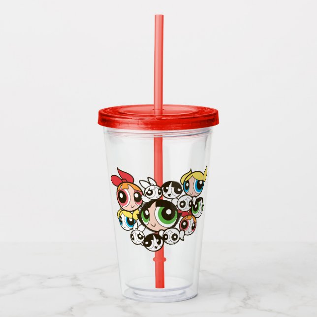 PowerPuff Girls-Muster Acryltrinkbecher (Vorderseite)