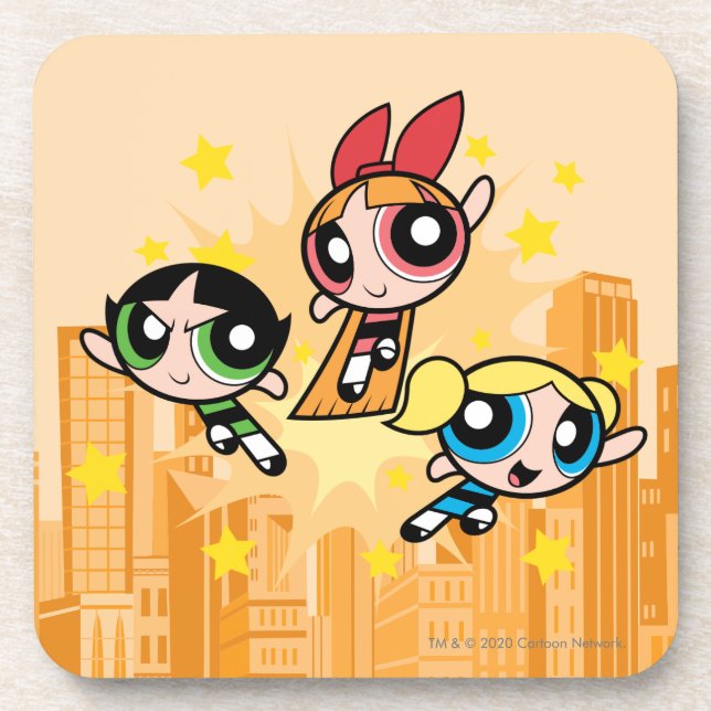 Powerpuff Girls Rettete den Tag Getränkeuntersetzer (Vorderseite)