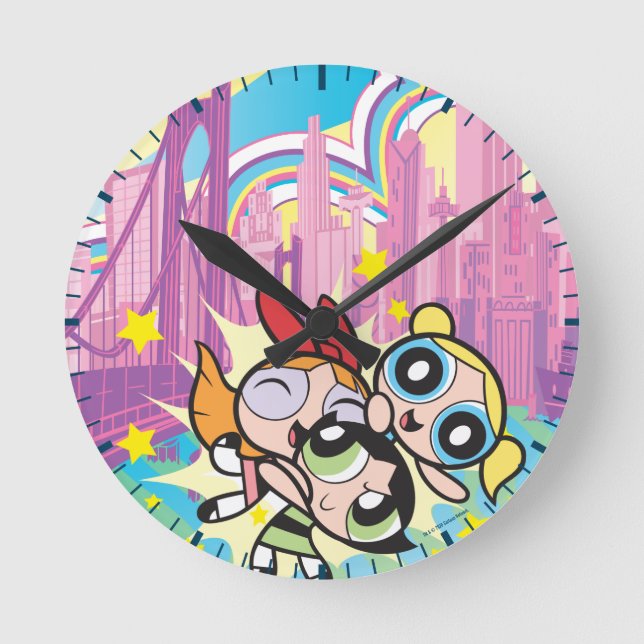Powerpuff Girls Rule Runde Wanduhr (Vorderseite)