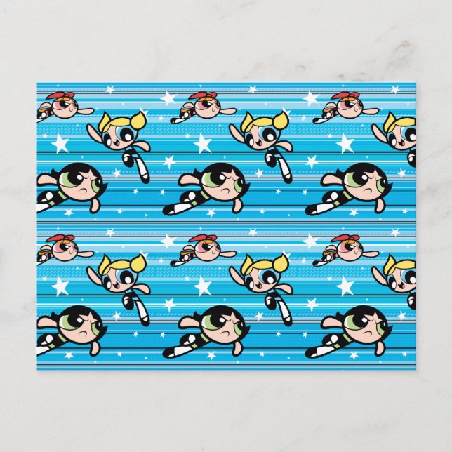 Powerpuff Girls Star Pattern Einladungspostkarte (Vorderseite)