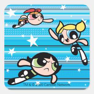 Powerpuff Girls Star Pattern Quadratischer Aufkleber
