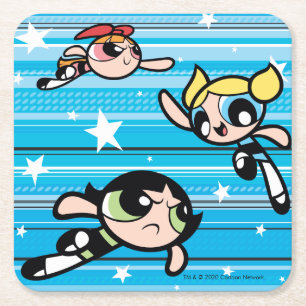 Powerpuff Girls Star Pattern Rechteckiger Pappuntersetzer