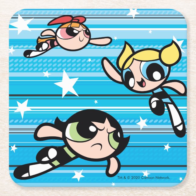 Powerpuff Girls Star Pattern Rechteckiger Pappuntersetzer (Vorderseite)