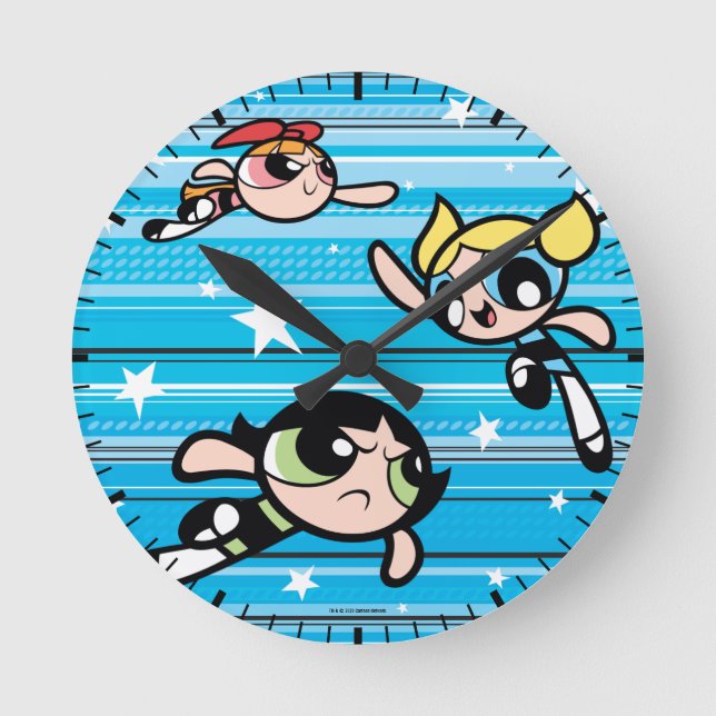 Powerpuff Girls Star Pattern Runde Wanduhr (Vorderseite)