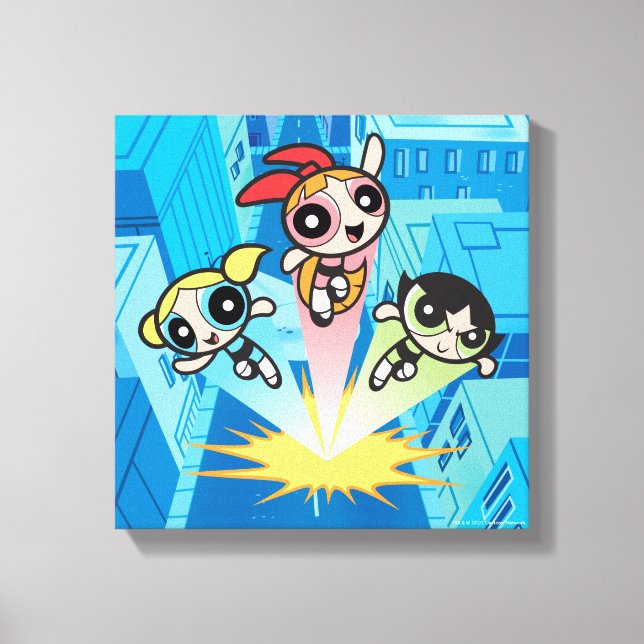 Powerpuff Girls starten in die Luft Leinwanddruck (Vorderseite)