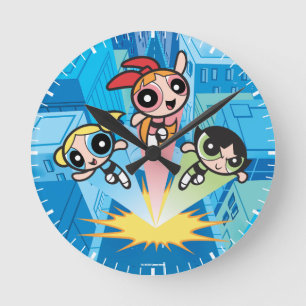 Powerpuff Girls starten in die Luft Runde Wanduhr