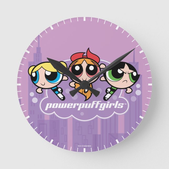 Powerpuff Girls Team Logo Runde Wanduhr (Vorderseite)