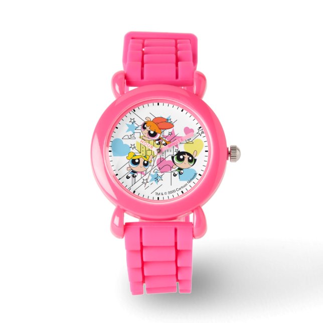 Powerpuff Girls Townsville Pattern Armbanduhr (Vorderseite)