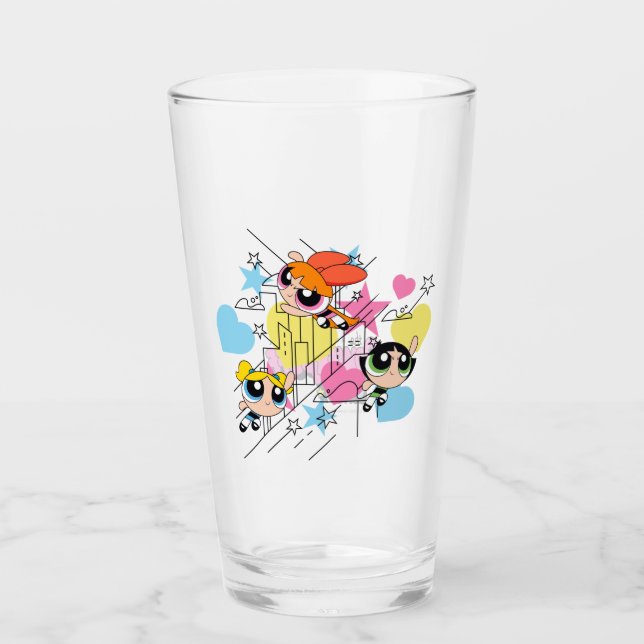 Powerpuff Girls Townsville Pattern Glas (Vorderseite)