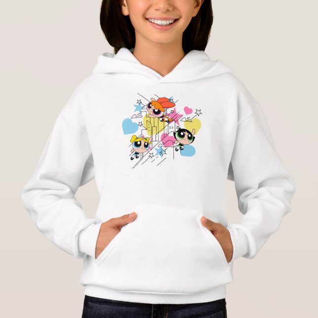 Powerpuff Girls Townsville Pattern Hoodie (Vorderseite)