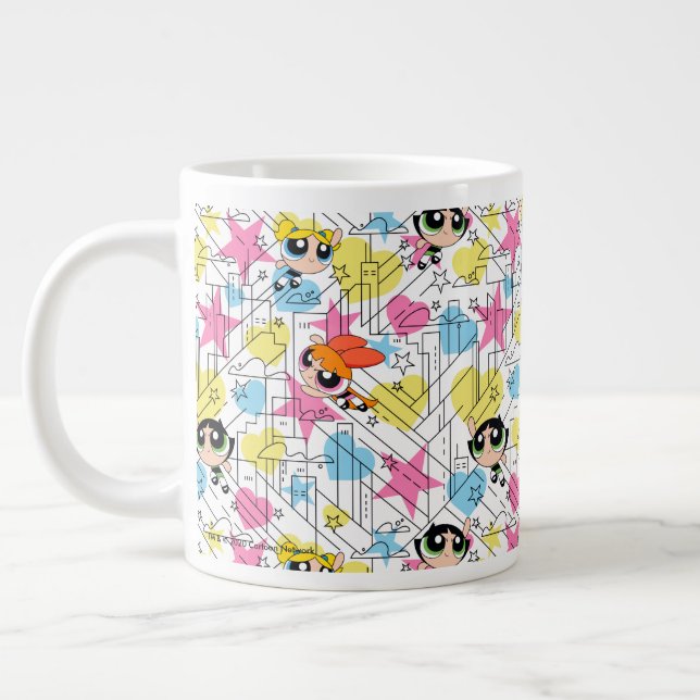 Powerpuff Girls Townsville Pattern Jumbo-Tasse (Links)