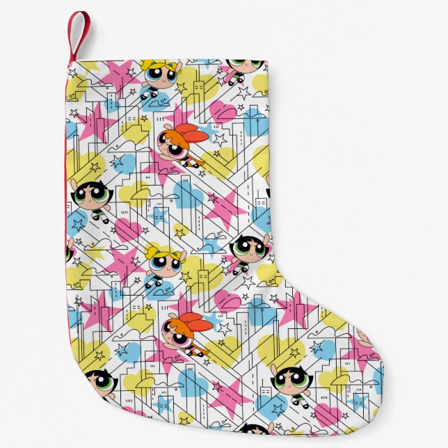 Powerpuff Girls Townsville Pattern Kleiner Weihnachtsstrumpf (Vorderseite)