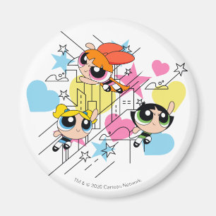 Powerpuff Girls Townsville Pattern Magnet