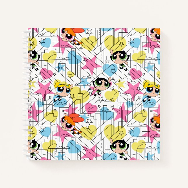 Powerpuff Girls Townsville Pattern Notizbuch (Vorderseite)