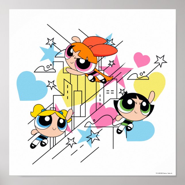 Powerpuff Girls Townsville Pattern Poster (Vorne)