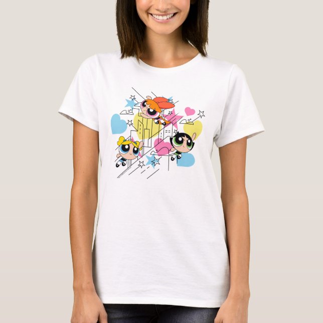 Powerpuff Girls Townsville Pattern T-Shirt (Vorderseite)