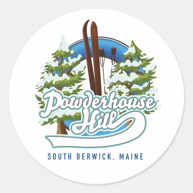 Powhouse Hill South berwick maine ski logo Runder Aufkleber (Vorderseite)