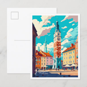 Poznan Polen Vintage Darstellung Postkarte