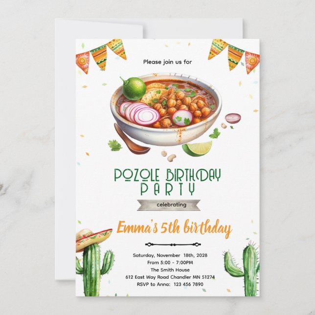 Pozole-Geburtstagseinladung Einladung (Vorderseite)