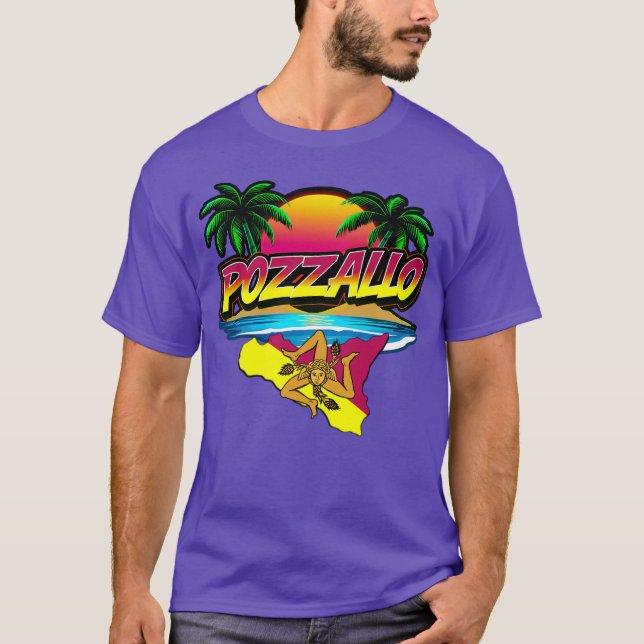 Pozzallo Sicilia Sonnenuntergang mit Palms T - Shi T-Shirt (Vorderseite)