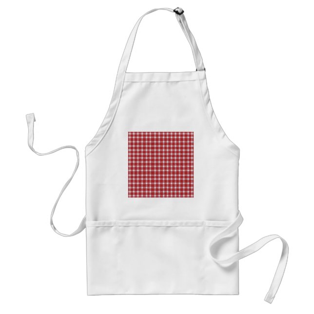 pp5 RED WHITE LAND CHECKERED PATTERN SQUARES TE Schürze (Vorne)
