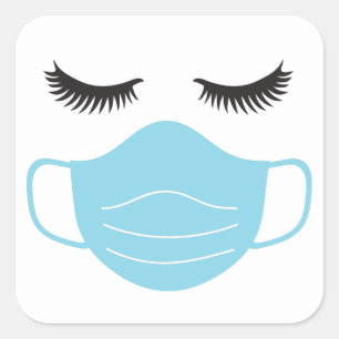PPE-Maske und Lashes Quadratischer Aufkleber
