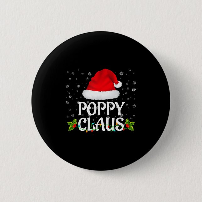 Ppy Claus Christmas Lights Santa Pajama Family Mat Button (Vorderseite)