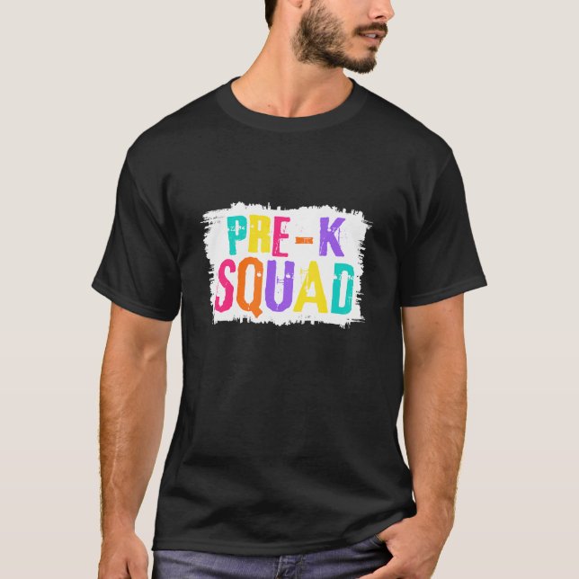 Prä K Squad farbenfrohe Paint Brush T-Shirt (Vorderseite)