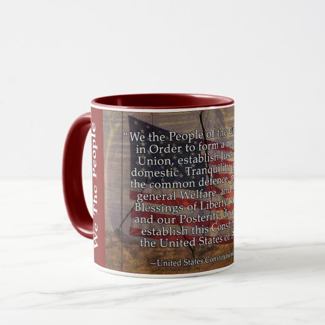 Präambel der US-Verfassung Typografie und US-Flagg Tasse (Vorderseite Links)