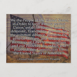 Präambel der US-Verfassung über texturierten Hinte Postkarte