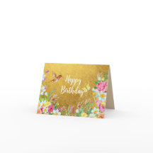 Pracht Gold Blumen Kolibri