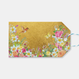 Pracht Gold Blumen Kolibri Geschenkanhänger