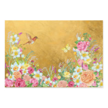 Pracht Gold Blumen Kolibri