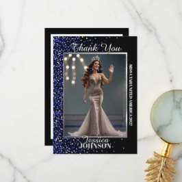 Prachtfoto Dankeskarten Royal Blau Glitter Dankeskarte