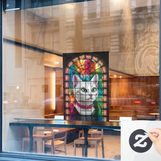 prächtige Glasfenster mit farbenfrohen Mosaiken Fensteraufkleber (Café-Fenster)