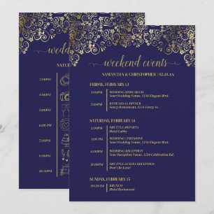 Prächtige Navy-Blau- und Gold-Hochzeitsveranstaltu Programm