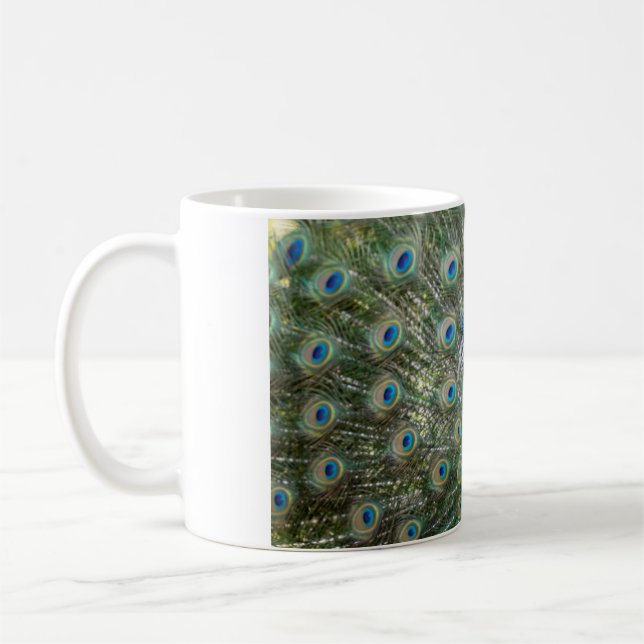 Prächtige Pfauen-Schwanzfedern Kaffeetasse (Links)