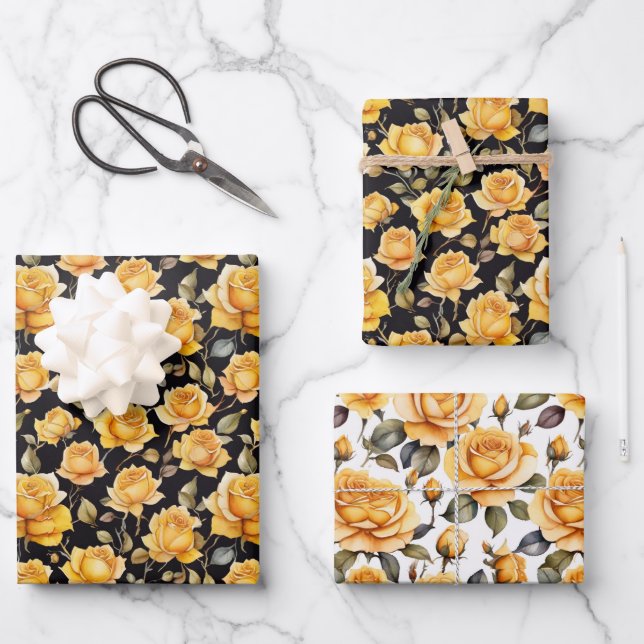 prächtige Rose Geschenkpapier Set (Vorderseite)