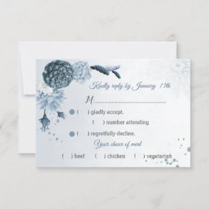 prächtige, staubige Blume aus blauem Marineblau wä RSVP Karte