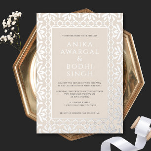 Prächtige, verzierte indische Hochzeit Neutral + S Folieneinladung