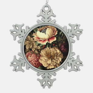 Prächtige Vintage Blumenordnung Schneeflocken Zinn-Ornament