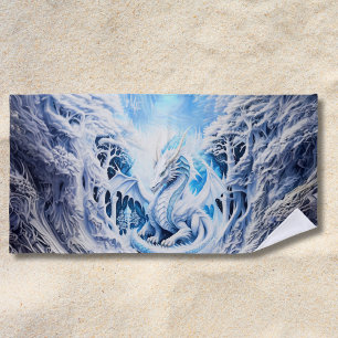 Prächtige weiße Drachen-Fantasy Strandtuch