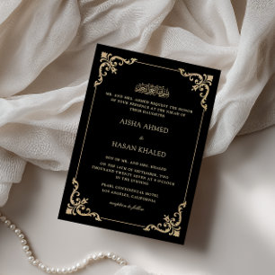 Prächtiger Barockrahmen Gold Schwarz Nikah-Zeremon Einladung