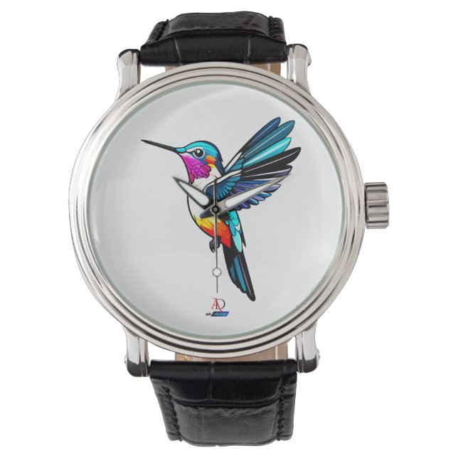 Prächtiger Kolibri - Farbige Illustration Armbanduhr (Vorderseite)