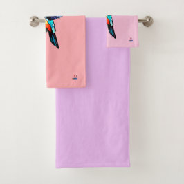 Prächtiger Kolibri - Farbige Illustration Badhandtuch Set