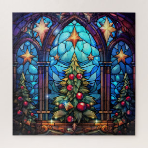 Prächtiger, mit Glasmalerei dekorierter Weihnachts Puzzle
