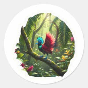 Prächtiger Paradiesvogel - Exotische indonesische  Runder Aufkleber