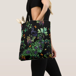 Prächtiger Pfau und Vintage-Blumenmuster