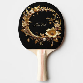 Prächtiger Ping-Pong-Schläger mit goldenem Blumenm Tischtennis Schläger